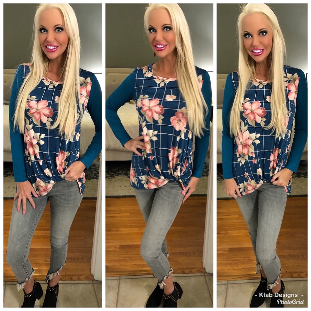 ❤️LAST 1! Beautiful Teal Contrast Tunic! - Picture 2 of 3
